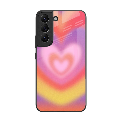 Y2K Rainbow Hearts back phone cover | glass case for samsung galaxy s22