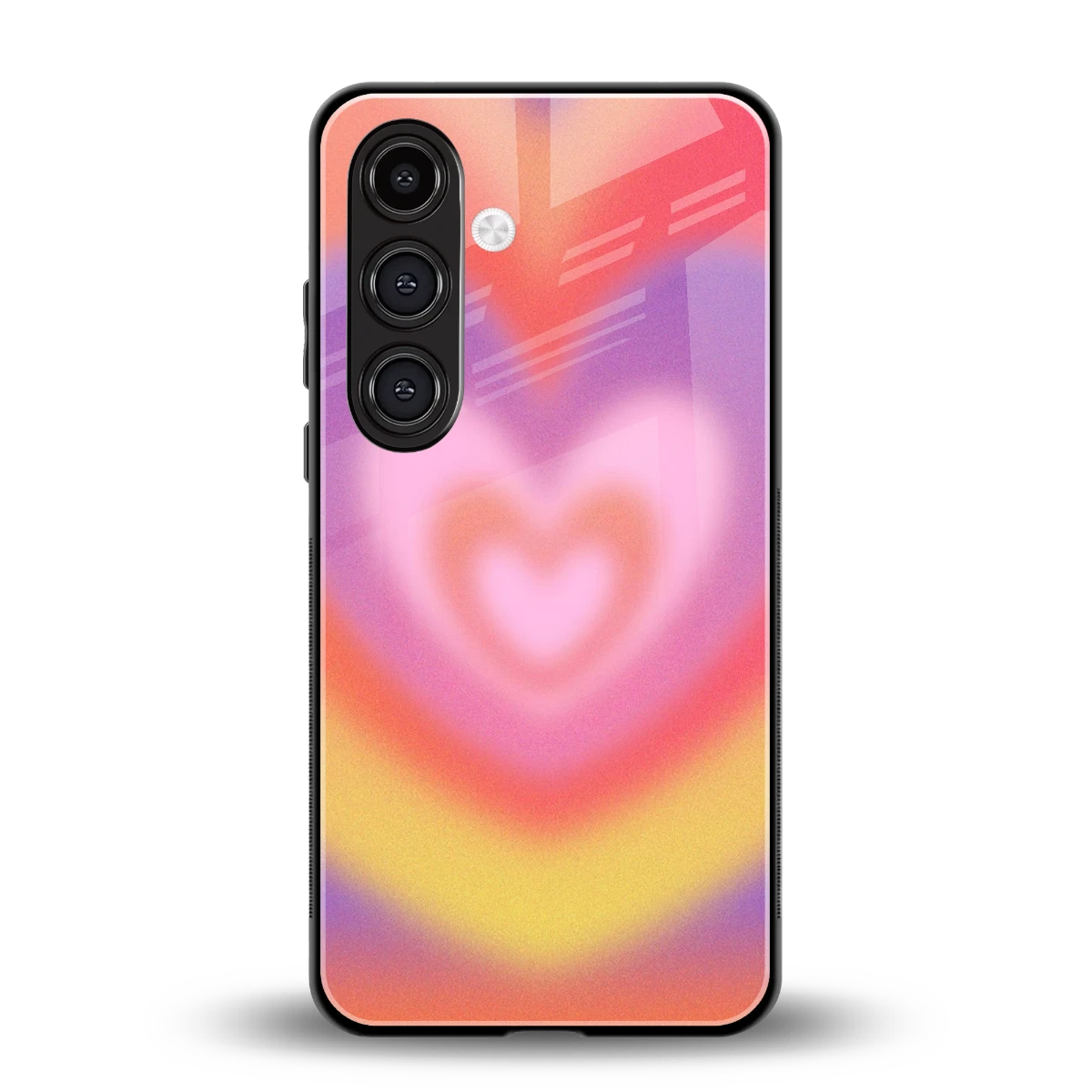 Y2K Rainbow Hearts back phone cover | glass case for samsung galaxy s24