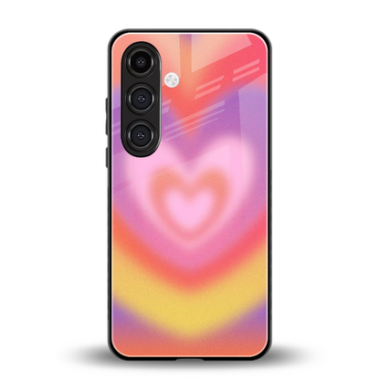 Y2K Rainbow Hearts back phone cover | glass case for samsung galaxy s24