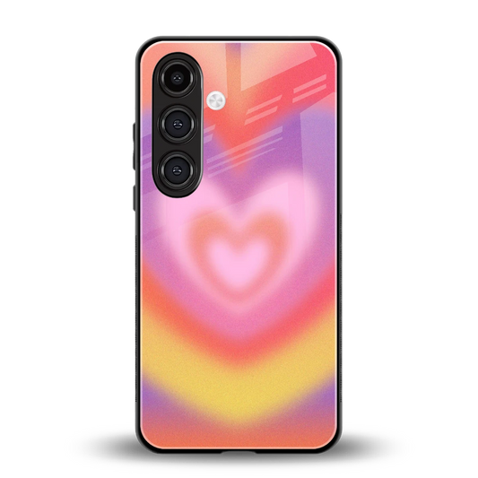Y2K Rainbow Hearts back phone cover | glass case for samsung galaxy s24