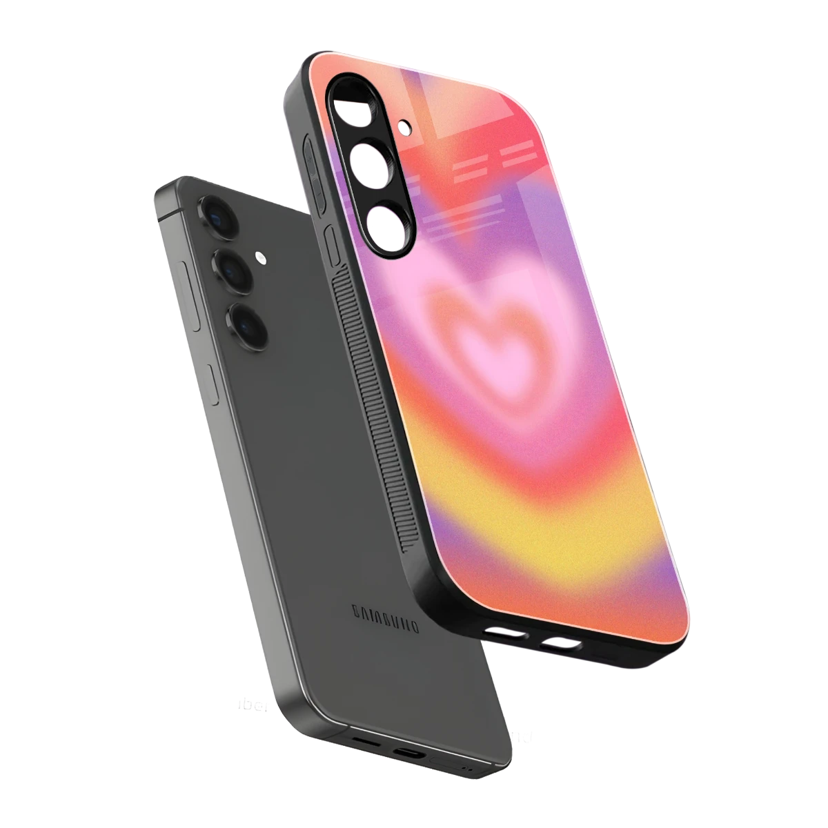 Y2K Rainbow Hearts sleek samsung galaxy s25 fe cover with tempered glass back and TPU edges