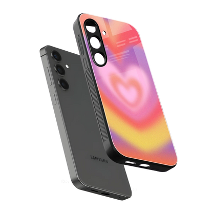 Y2K Rainbow Hearts sleek samsung galaxy s25 fe cover with tempered glass back and TPU edges