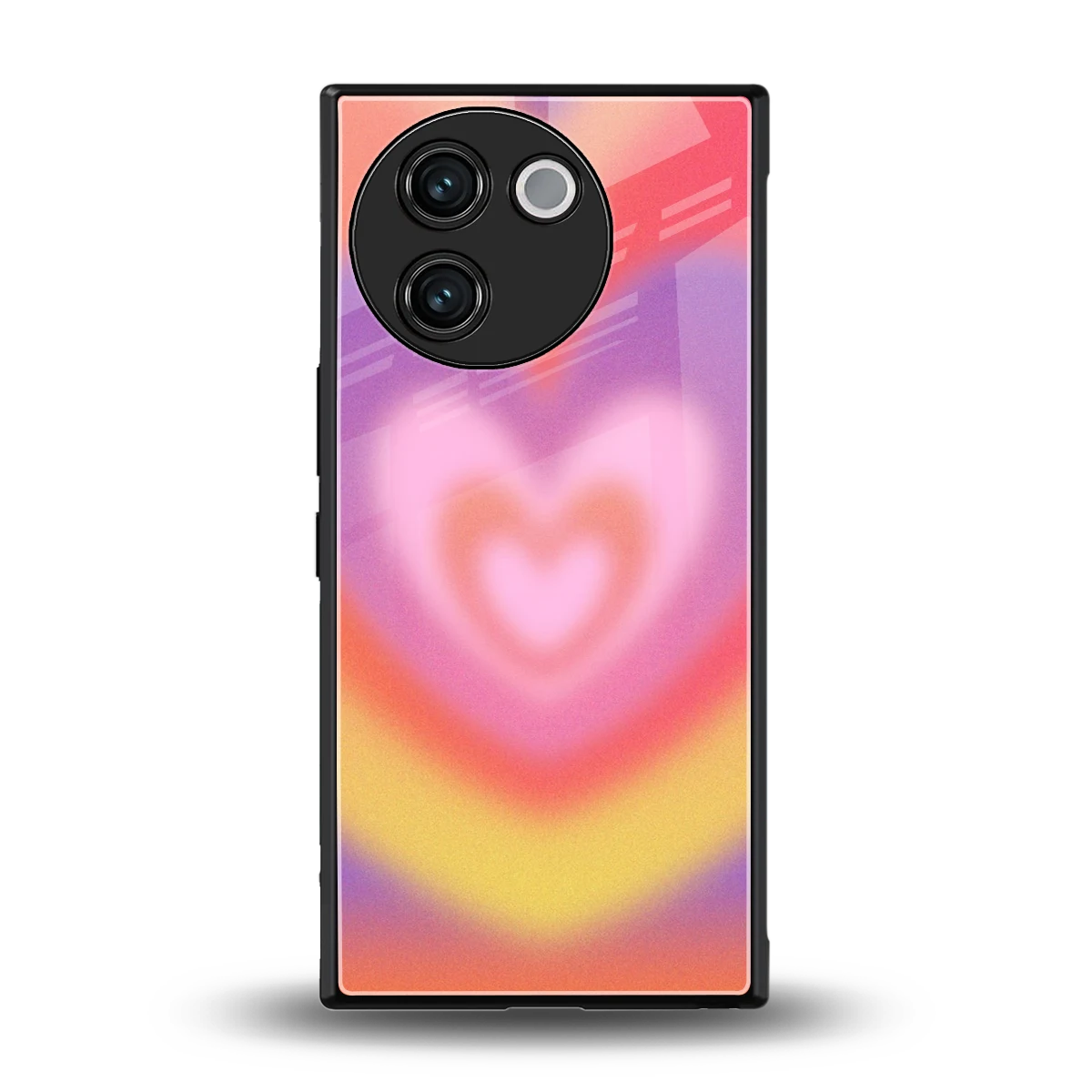Y2K Rainbow Hearts back phone cover | glass case for vivo v30e