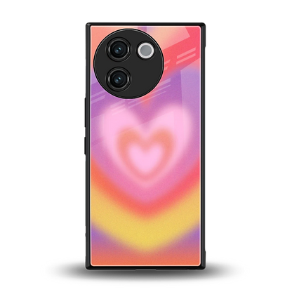 Y2K Rainbow Hearts back phone cover | glass case for vivo v30e