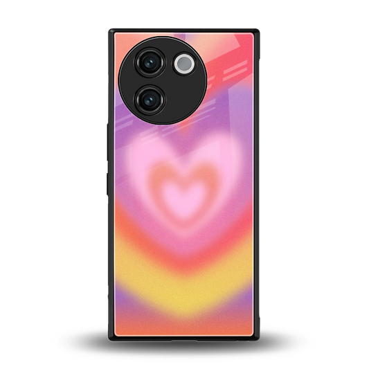 Y2K Rainbow Hearts back phone cover | glass case for vivo v30e
