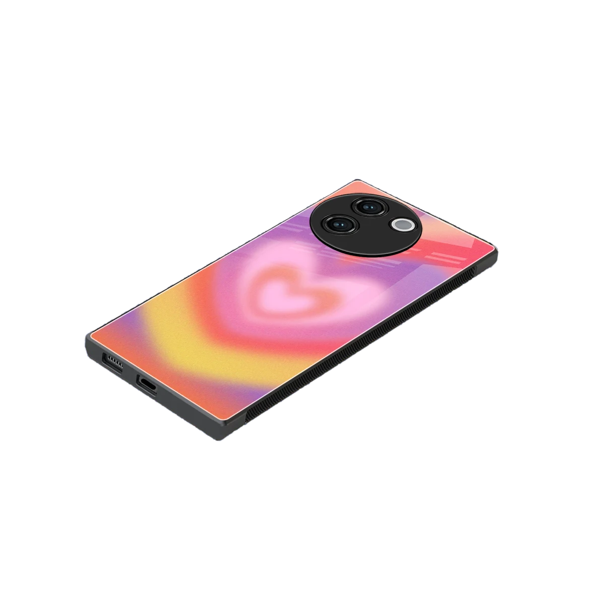 Y2K Rainbow Hearts stylish phone case for vivo v30e | glossy glass and slim fit