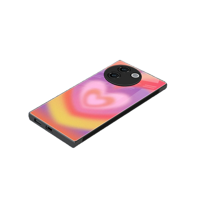 Y2K Rainbow Hearts stylish phone case for vivo v30e | glossy glass and slim fit