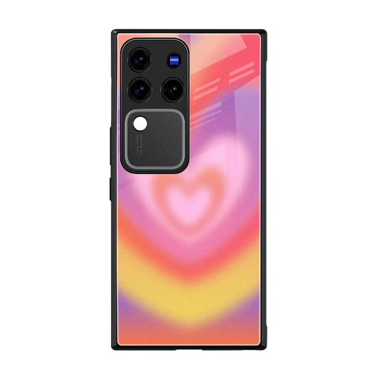 Y2K Rainbow Hearts back phone cover | glass case forvivo v30 pro