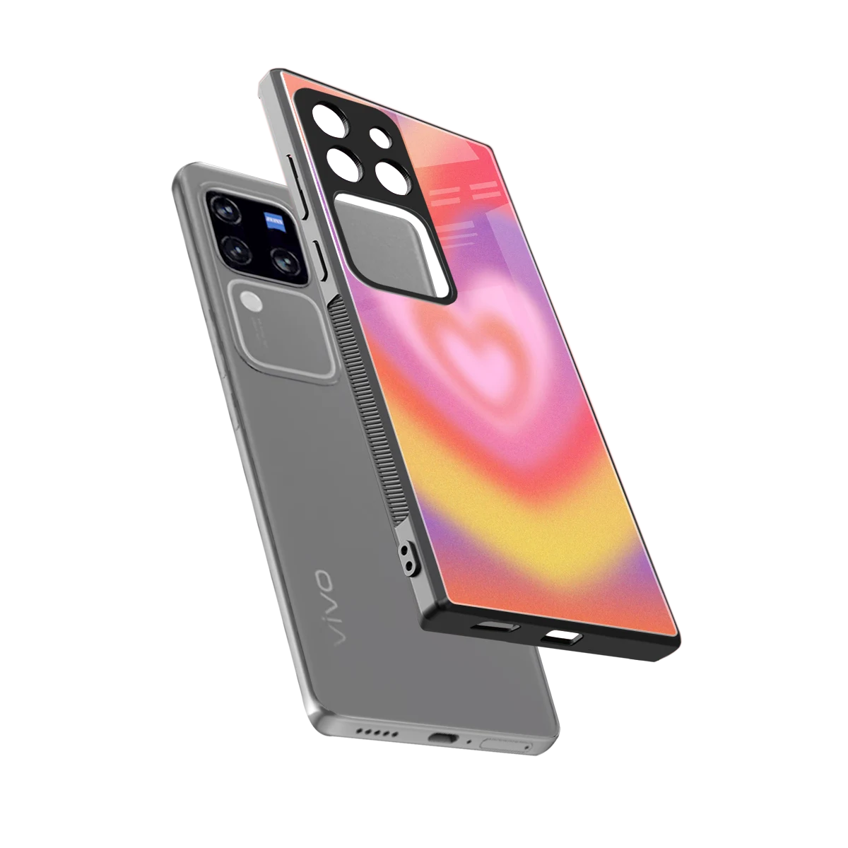 Y2K Rainbow Hearts sleekvivo v30 pro cover with tempered glass back and TPU edges