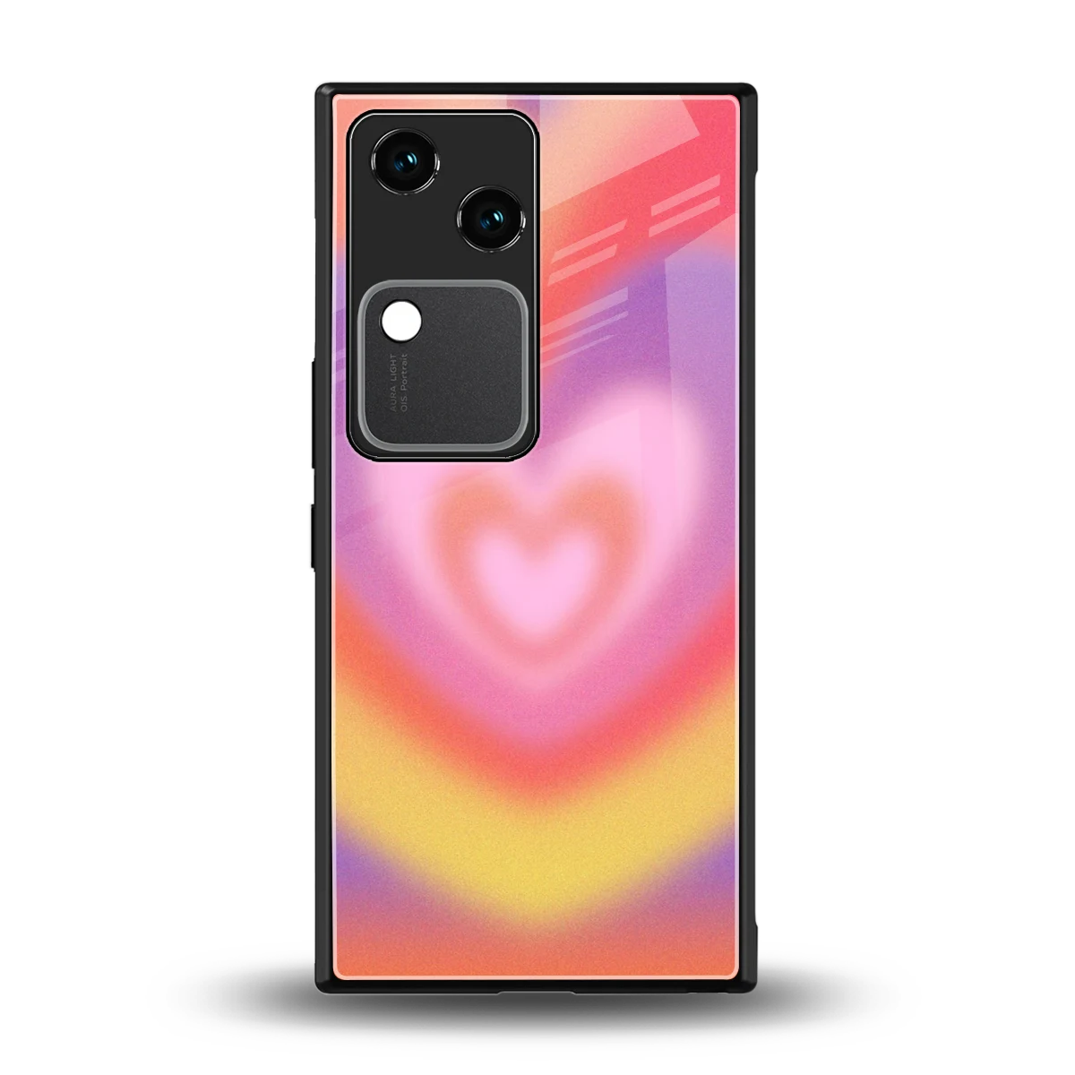 Y2K Rainbow Hearts back phone cover | glass case for vivo v30