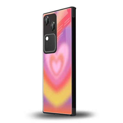 Y2K Rainbow Hearts vivo v30 mobile cover | shockproof glass phone case