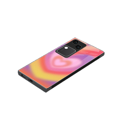 Y2K Rainbow Hearts stylish phone case for vivo v30 | glossy glass and slim fit