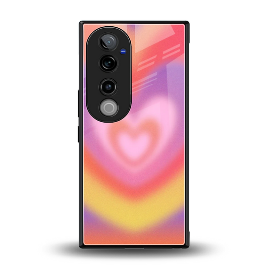 Y2K Rainbow Hearts back phone cover | glass case for vivo v40 pro