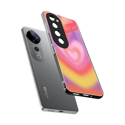 Y2K Rainbow Hearts sleek vivo v40 pro cover with tempered glass back and TPU edges