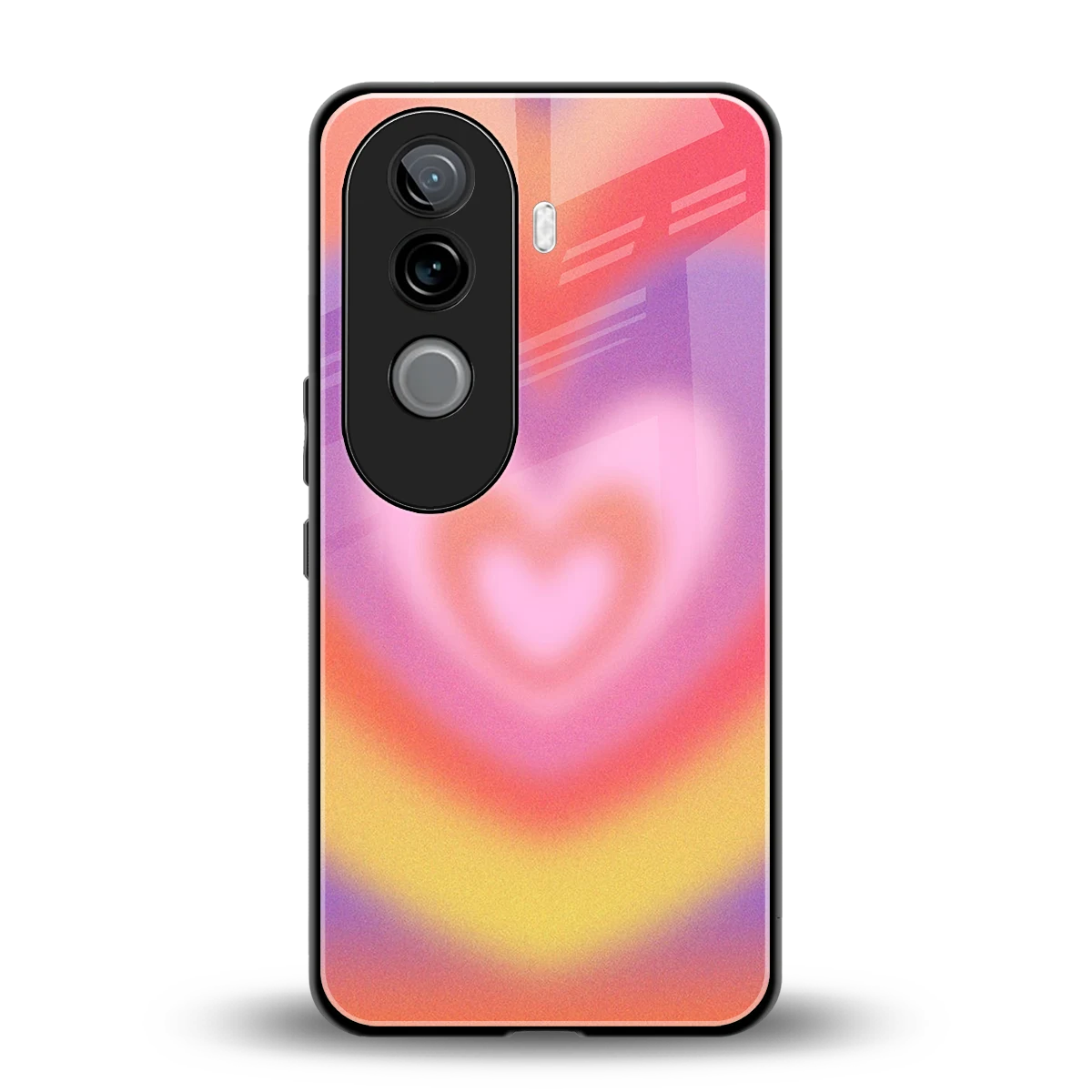 Y2K Rainbow Hearts back phone cover | glass case for vivo v40e