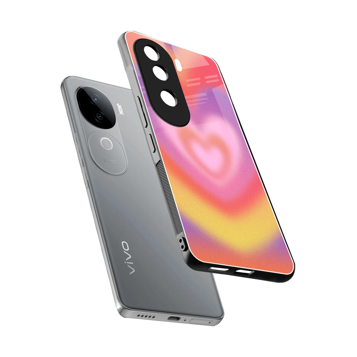 Y2K Rainbow Hearts sleek vivo v40e cover with tempered glass back and TPU edges