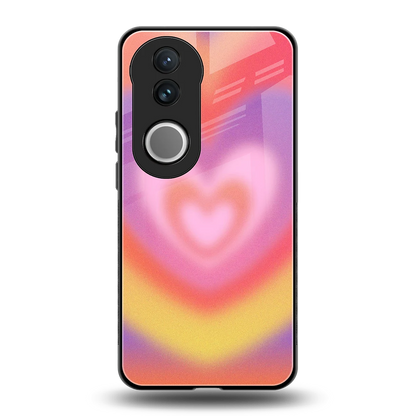 Y2K Rainbow Hearts back phone cover | glass case for vivo v50