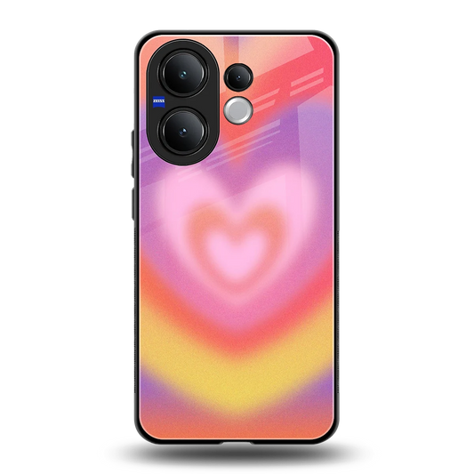 Y2K Rainbow Hearts back phone cover | glass case for vivo v60