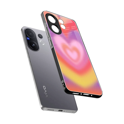 Y2K Rainbow Hearts sleek vivo v60 cover with tempered glass back and TPU edges