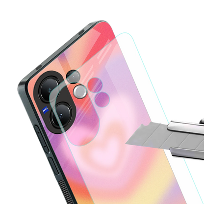 Y2K Rainbow Hearts stylish phone case for vivo v60 | glossy glass and slim fit