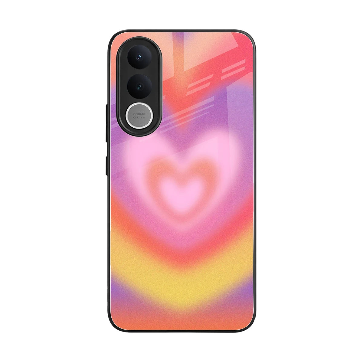 Y2K Rainbow Hearts back phone cover | glass case for vivo v70 fe