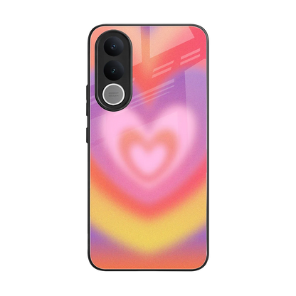 Y2K Rainbow Hearts back phone cover | glass case for vivo v70 fe