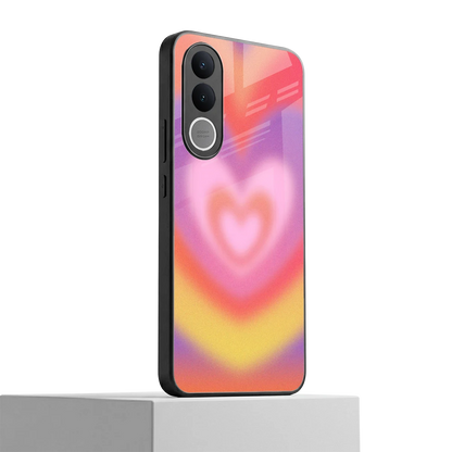 Y2K Rainbow Hearts vivo v70 fe mobile cover | shockproof glass phone case