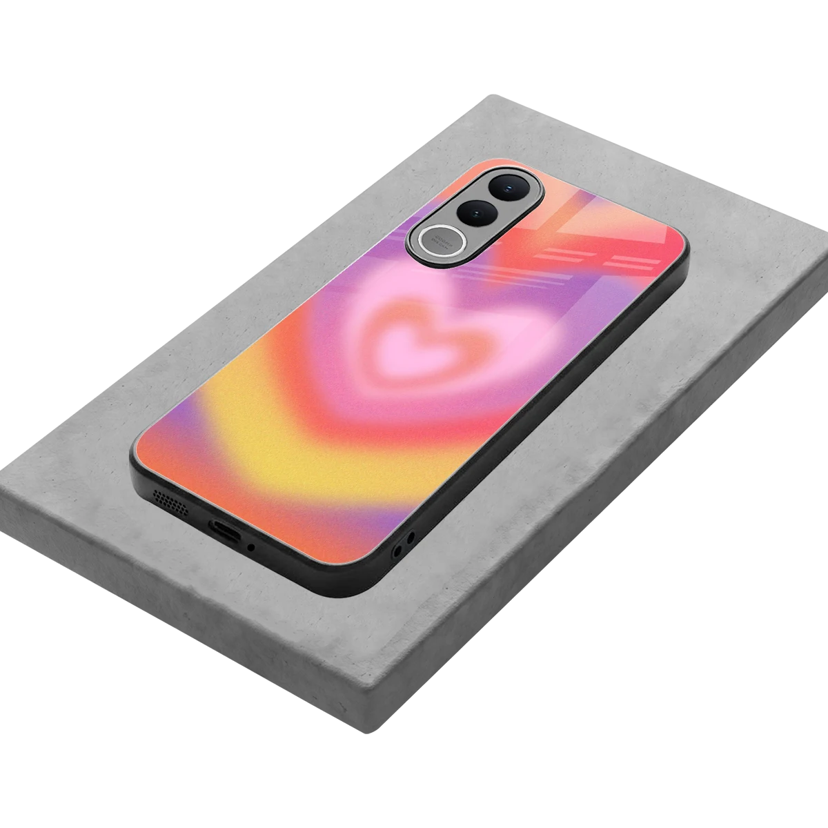 Y2K Rainbow Hearts stylish phone case for vivo v70 fe | glossy glass and slim fit