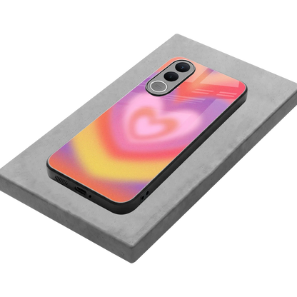 Y2K Rainbow Hearts stylish phone case for vivo v70 fe | glossy glass and slim fit