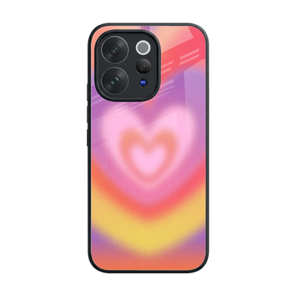 Y2K Rainbow Hearts back phone cover | glass case for vivo v70 elite