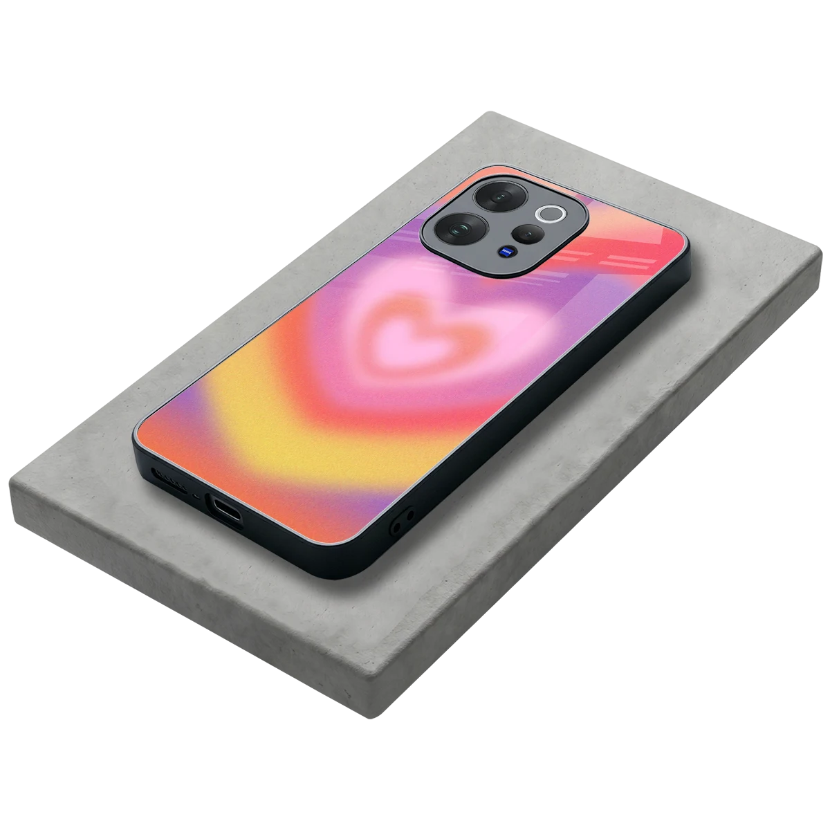 Y2K Rainbow Hearts stylish phone case for vivo v70 | glossy glass and slim fit