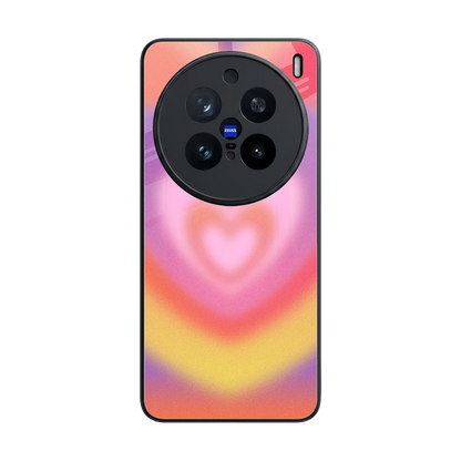 Y2K Rainbow Hearts back phone cover | glass case for vivo x200 pro