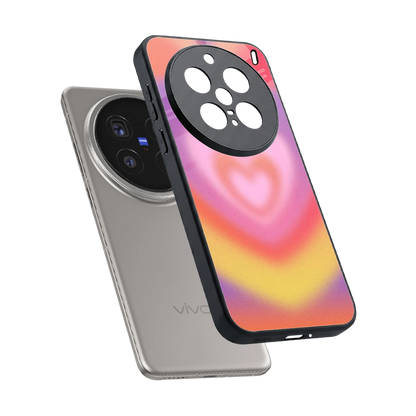 Y2K Rainbow Hearts sleek vivo x200 pro cover with tempered glass back and TPU edges
