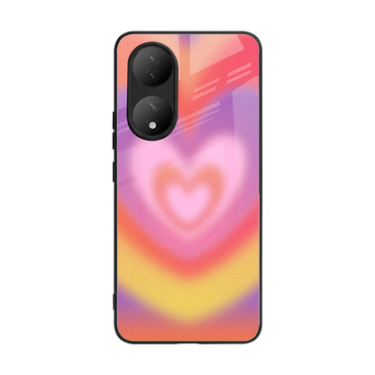 Y2K Rainbow Hearts back phone cover | glass case for Vivo-y100