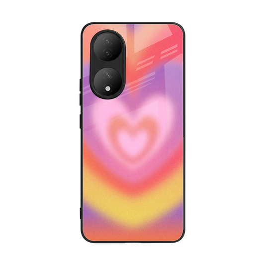 Y2K Rainbow Hearts back phone cover | glass case for Vivo-y100