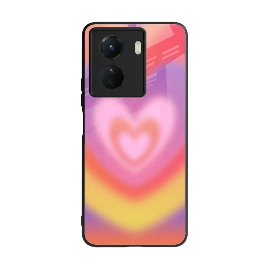 Y2K Rainbow Hearts back phone cover | glass case for vivo y16