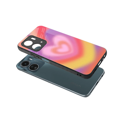 Y2K Rainbow Hearts sleek vivo y16 cover with tempered glass back and TPU edges