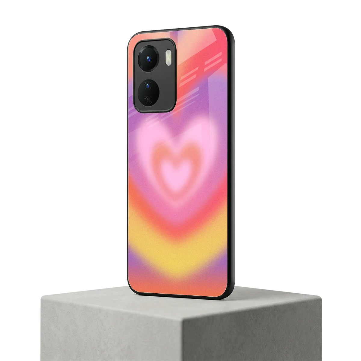 Y2K Rainbow Hearts vivo y16 mobile cover | shockproof glass phone case