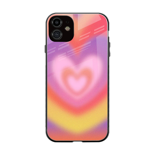 Y2K Rainbow Hearts back phone cover | glass case for iphone 12