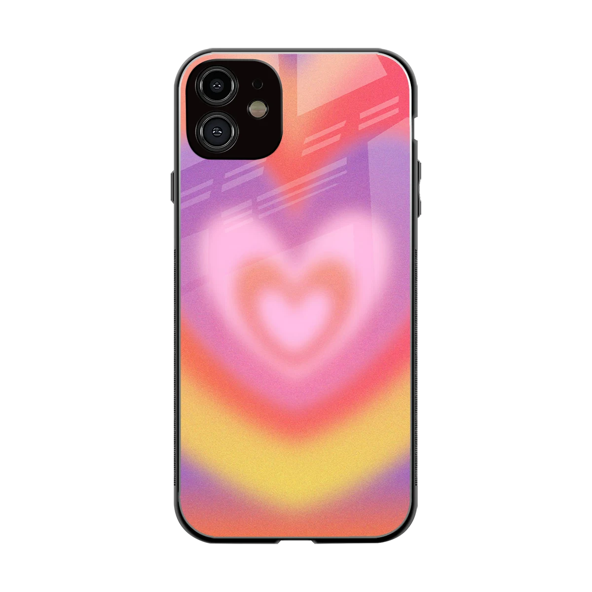 Y2K Rainbow Hearts back phone cover | glass case for iphone 11
