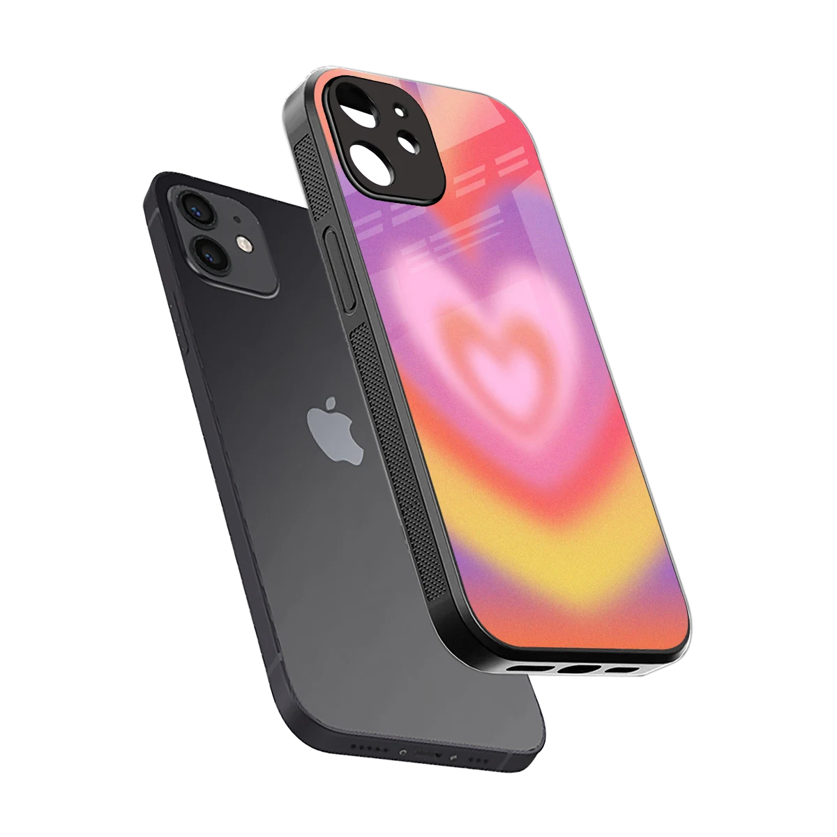 Y2K Rainbow Hearts sleek iphone 11 cover with tempered glass back and TPU edges