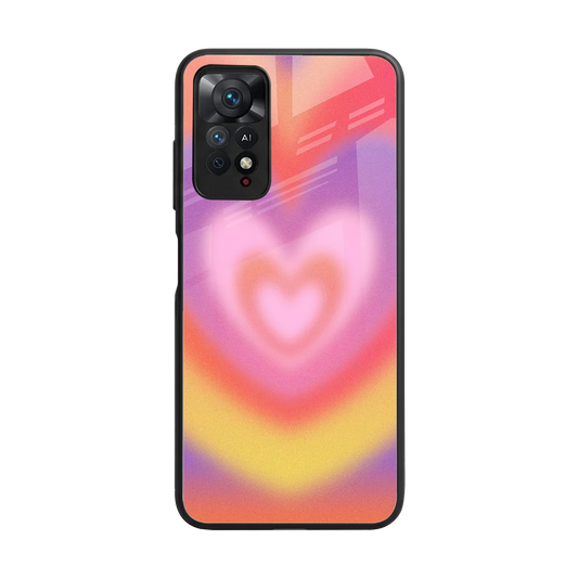 Y2K Rainbow Hearts back phone cover | glass case for redmi note 11 pro