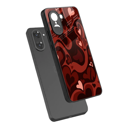 Y2K Red Meltdown Hearts sleek oneplus nord ce5 5g cover with tempered glass back and TPU edges
