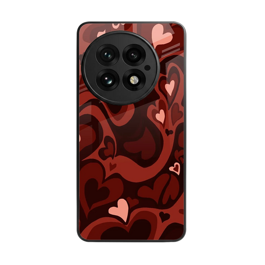 Y2K Red Meltdown Hearts back phone cover | glass case for oneplus 13