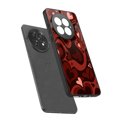 Y2K Red Meltdown Hearts sleek oneplus 13 cover with tempered glass back and TPU edges
