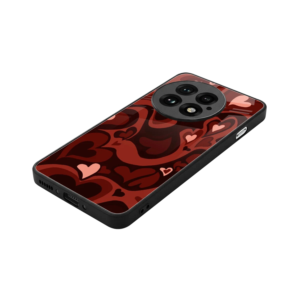 Y2K Red Meltdown Hearts stylish phone case for oneplus 13 | glossy glass and slim fit