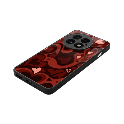 Y2K Red Meltdown Hearts stylish phone case for oneplus 13 | glossy glass and slim fit