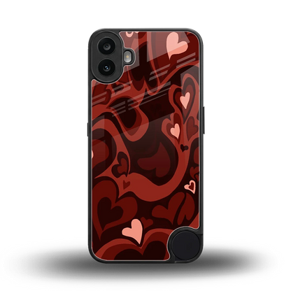 Y2K Red Meltdown Hearts back phone cover | glass case for cmf nothing phone 1