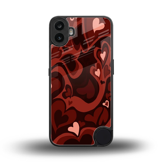 Y2K Red Meltdown Hearts back phone cover | glass case for cmf nothing phone 1