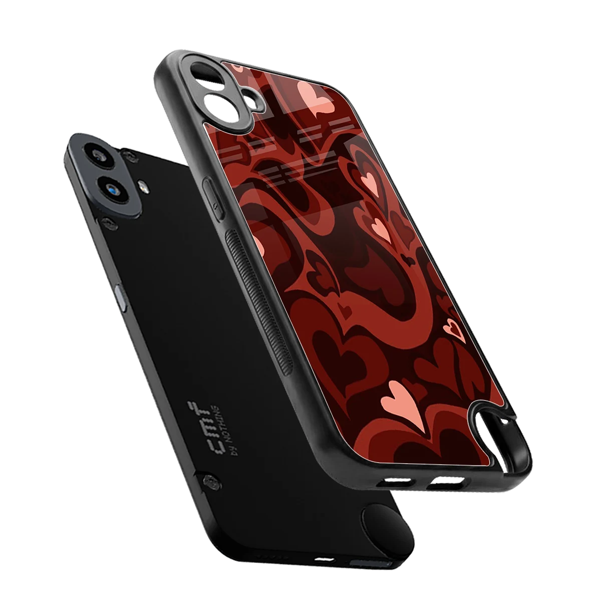 Y2K Red Meltdown Hearts sleek cmf nothing phone 1 cover with tempered glass back and TPU edges
